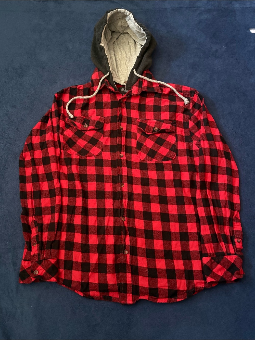 Gioberti Men’s Plaid Red/Black Hooded Flannel